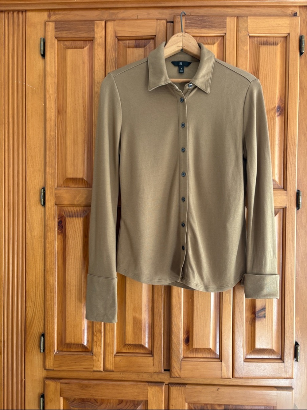 Banana Republic Toasty Tan Long-Sleeve Button-Down Shirt. French cuffs